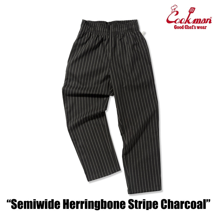 Cookman Chef Pants Semiwide -  Herringbone Stripe : Charcoal