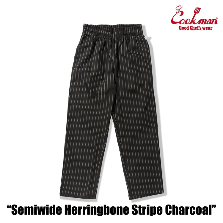 Cookman Chef Pants Semiwide -  Herringbone Stripe : Charcoal