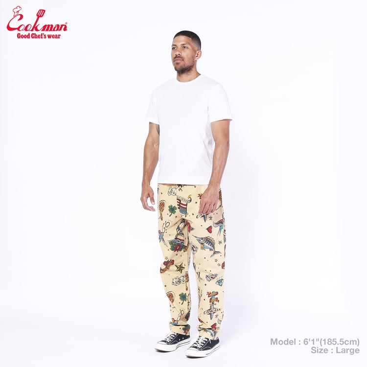 Cookman Chef Pants - Old Tattoo : Beige