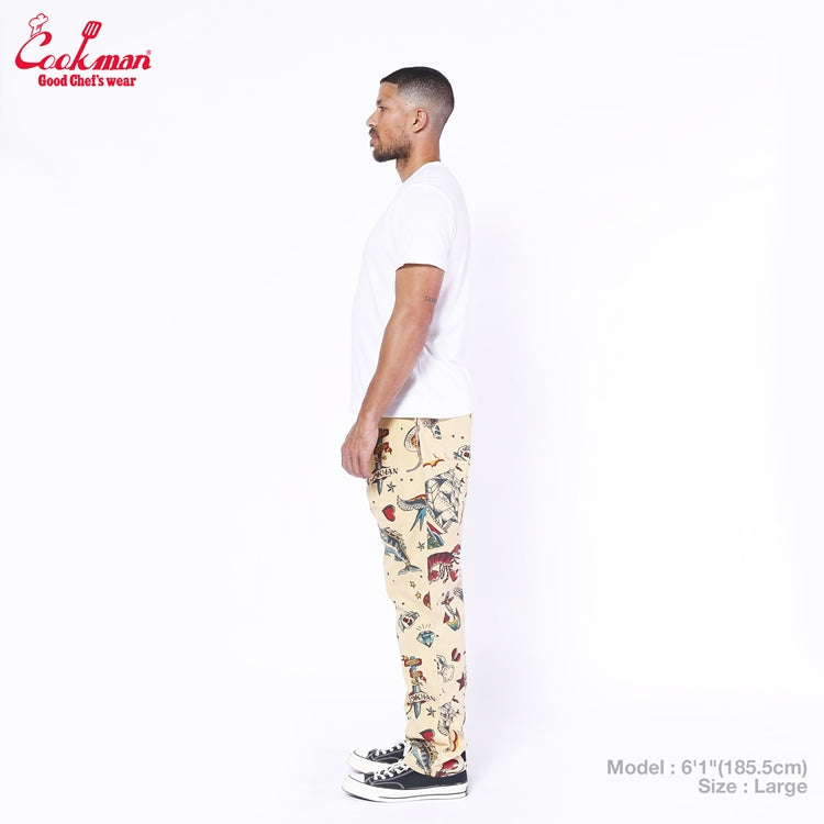 Cookman Chef Pants - Old Tattoo : Beige