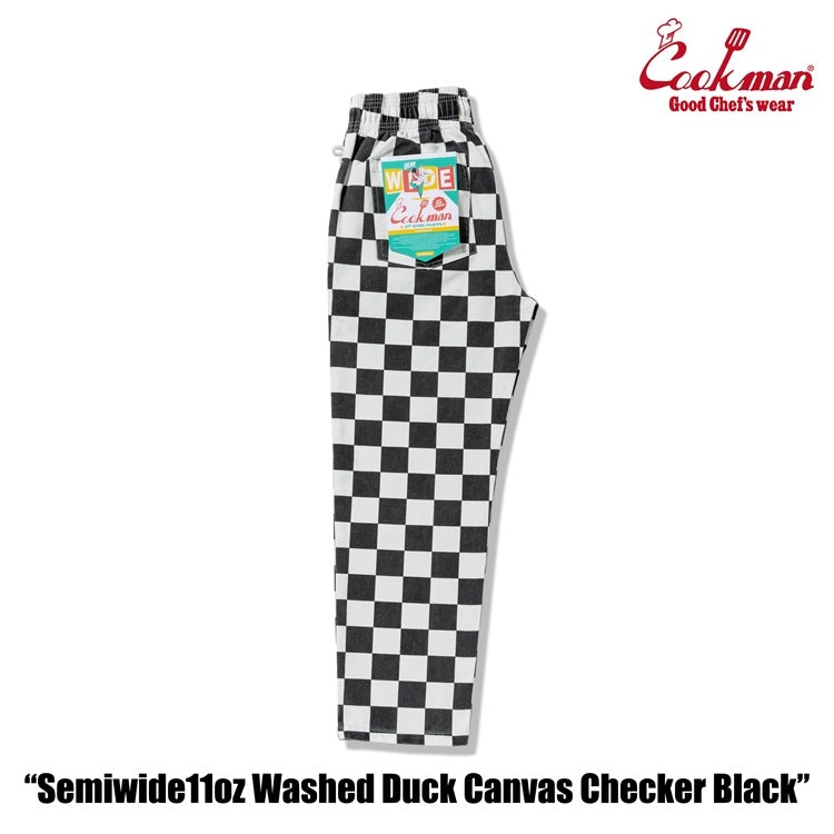 Cookman Chef Pants Semiwide -  Washed Duck Canvas Checker : Black