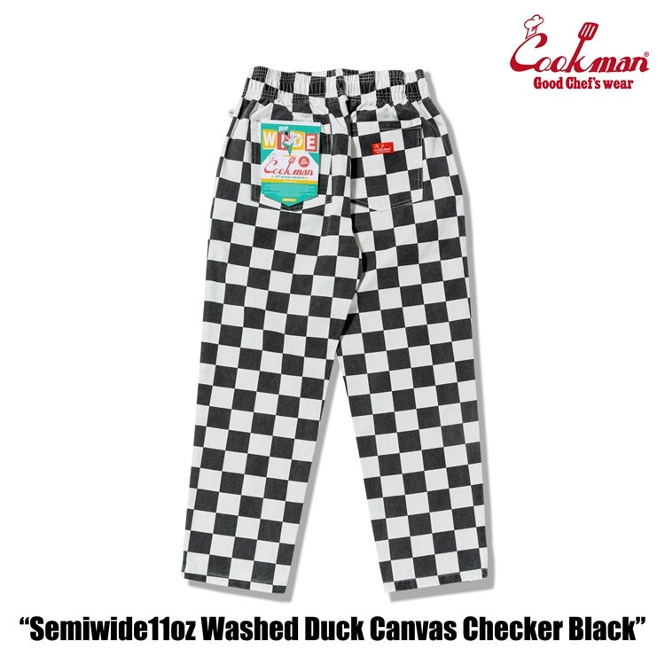 Cookman Chef Pants Semiwide -  Washed Duck Canvas Checker : Black