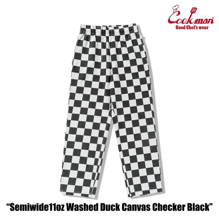 Cookman Chef Pants Semiwide -  Washed Duck Canvas Checker : Black