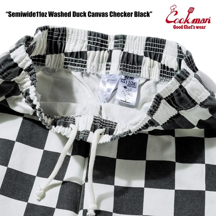 Cookman Chef Pants Semiwide -  Washed Duck Canvas Checker : Black