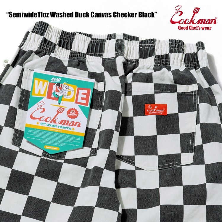 Cookman Chef Pants Semiwide -  Washed Duck Canvas Checker : Black