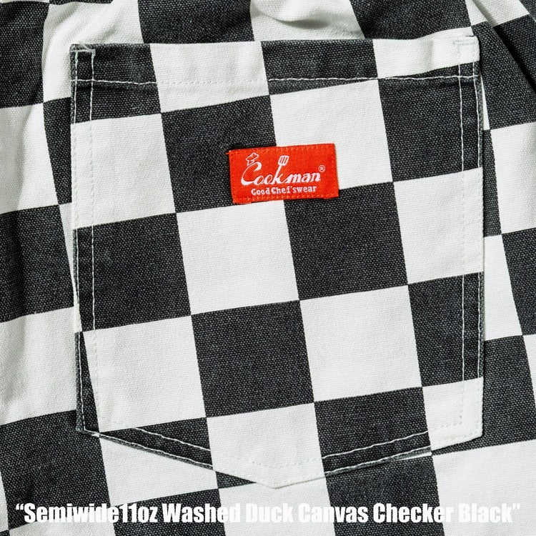 Cookman Chef Pants Semiwide -  Washed Duck Canvas Checker : Black