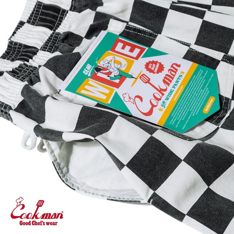 Cookman Chef Pants Semiwide -  Washed Duck Canvas Checker : Black