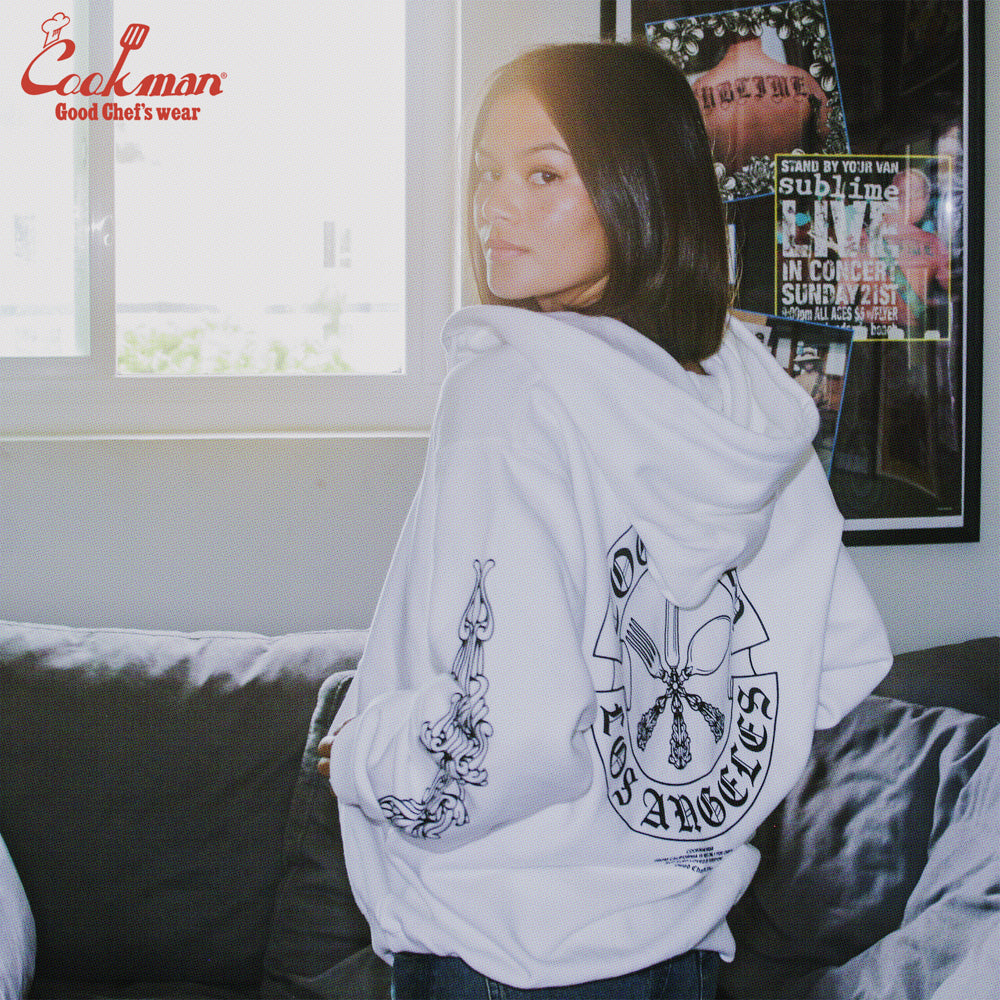 Cookman Zip-up Hoodie - Cutlery : White
