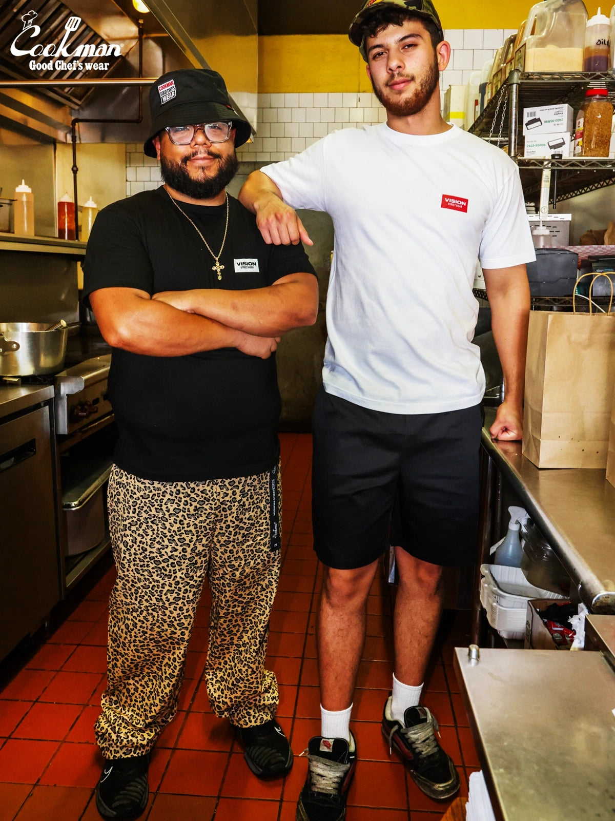 Chef Pants Short Black Belt  - Vision Leopard : Beige
