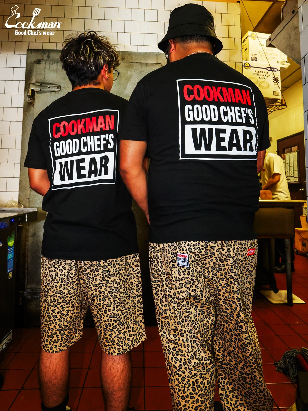 Chef Pants Short Black Belt  - Vision Leopard : Beige