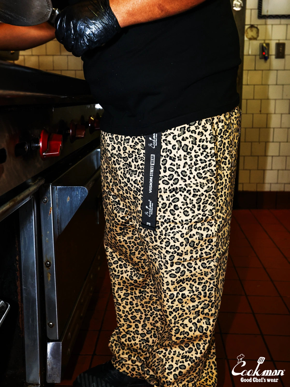 Chef Pants Semiwide Black Belt  - Vision Leopard : Beige