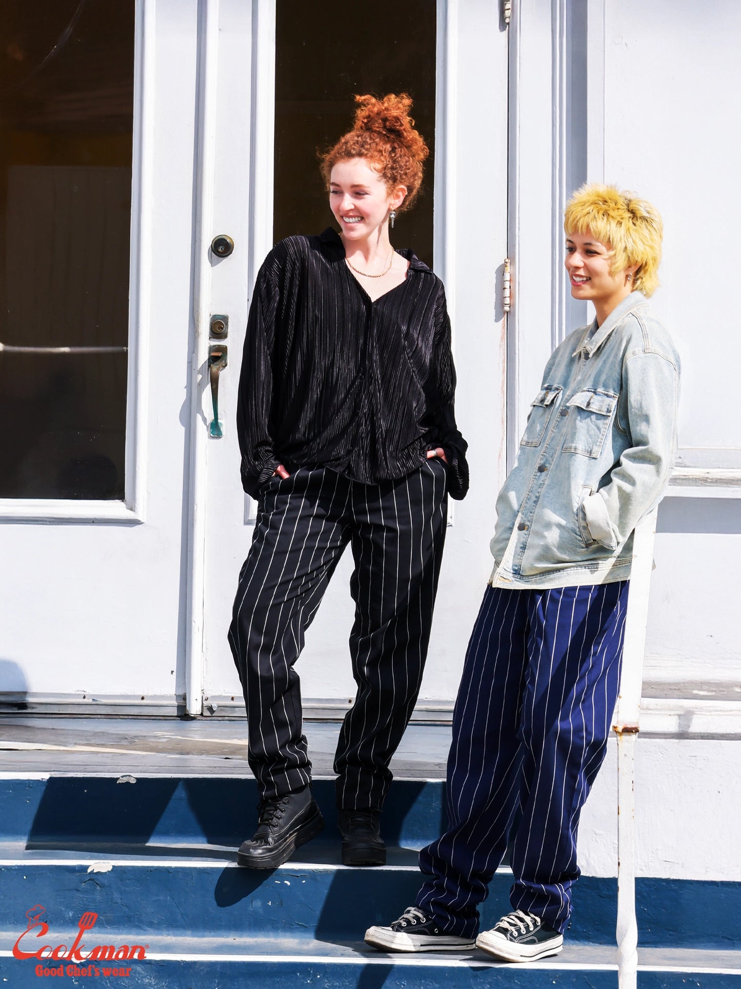 Chef Pants - Pencil Stripe : Navy