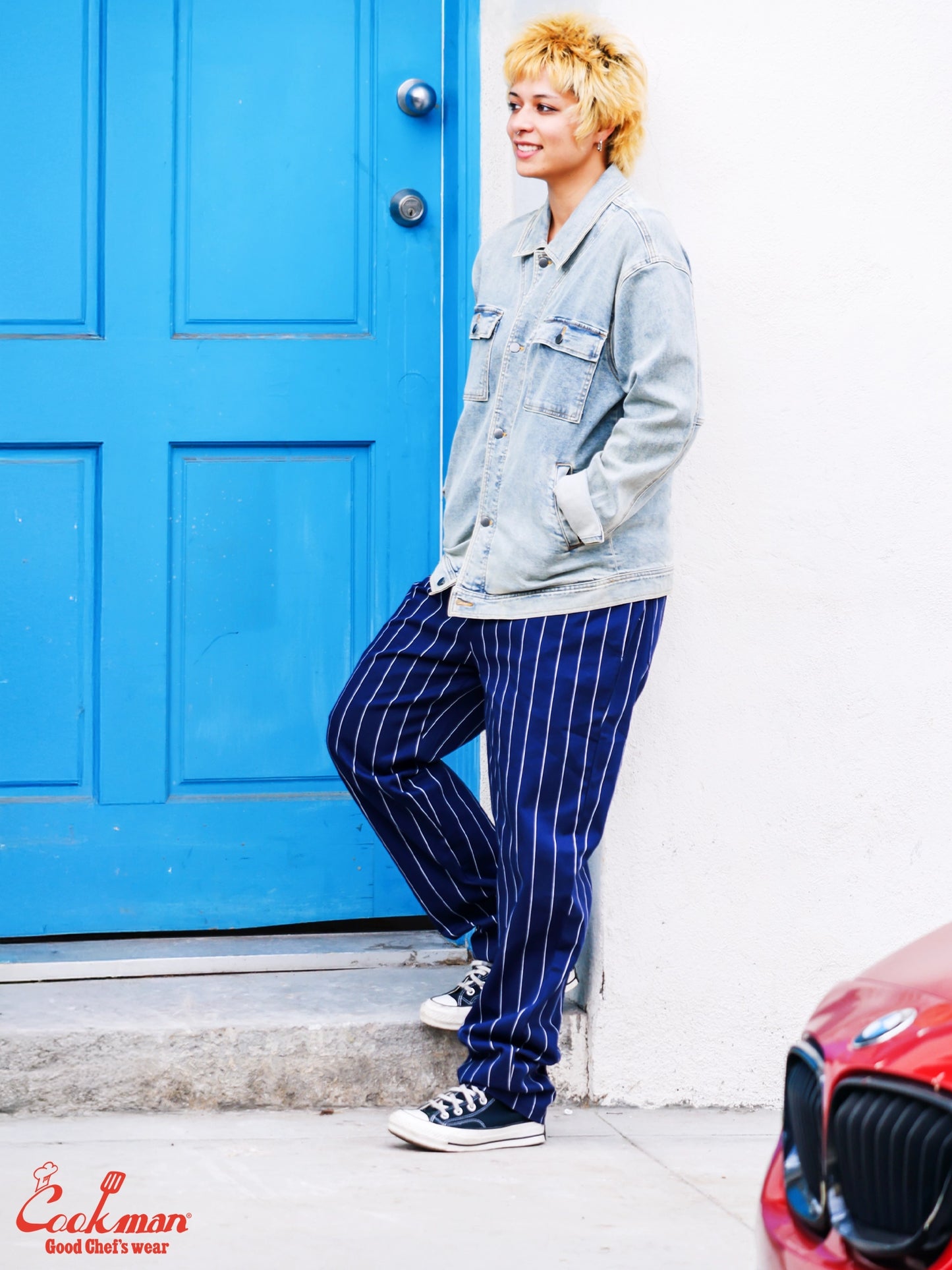 Chef Pants - Pencil Stripe : Navy