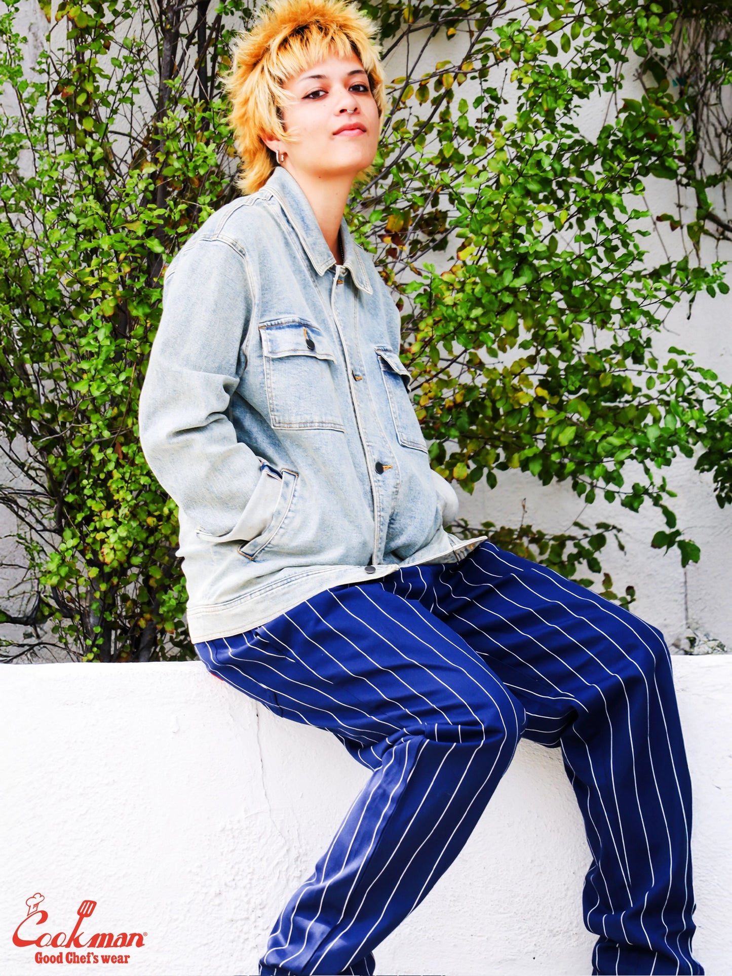 Chef Pants - Pencil Stripe : Navy