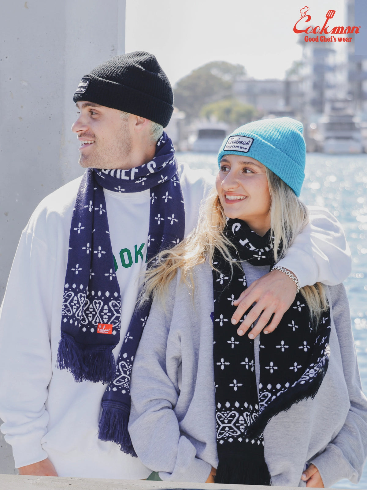 Knitted Scarf - Bandanna Cross Navy