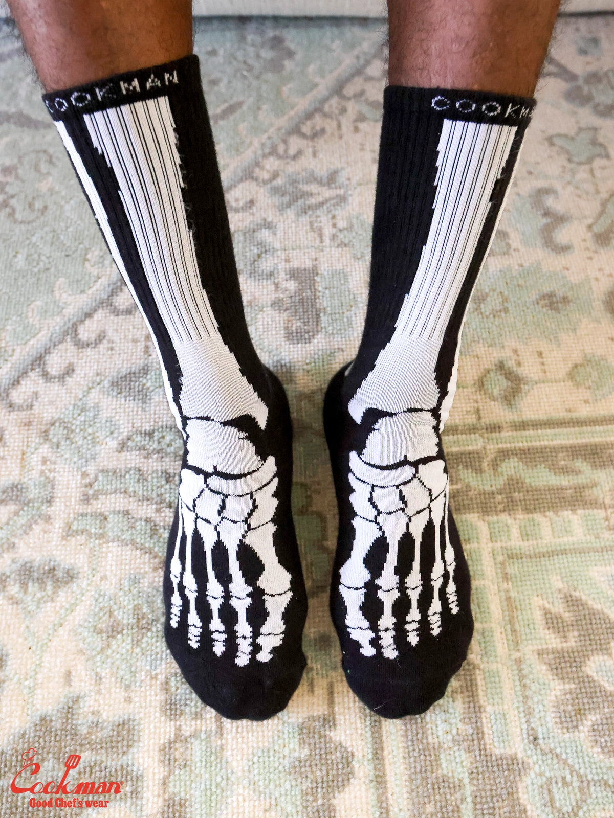 Rib Crew Socks -  Bone Black