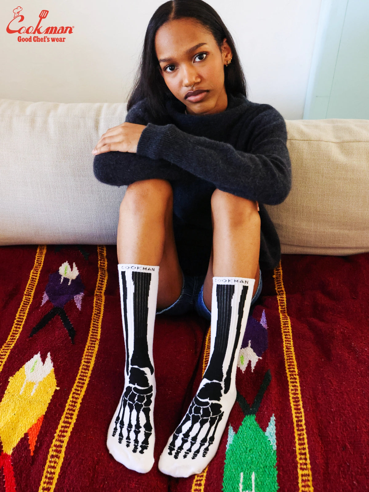 Rib Crew Socks -  Bone White