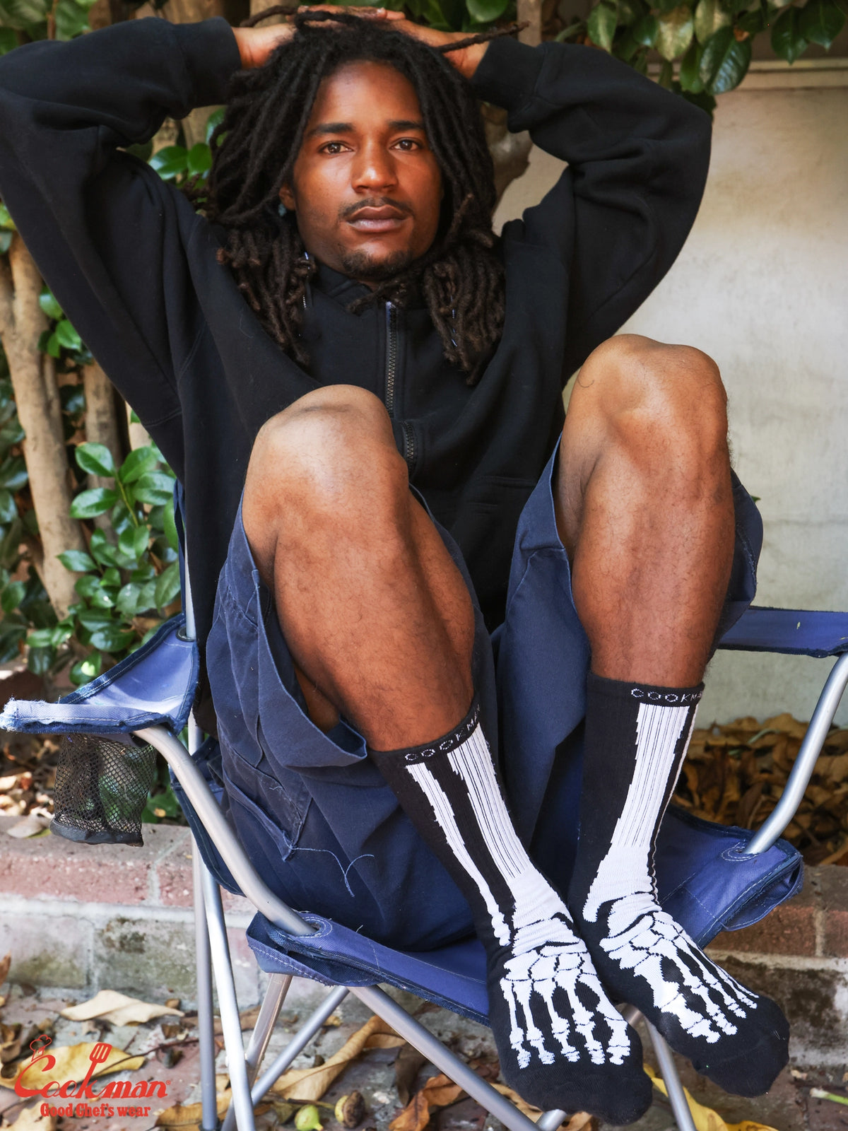 Rib Crew Socks -  Bone Black