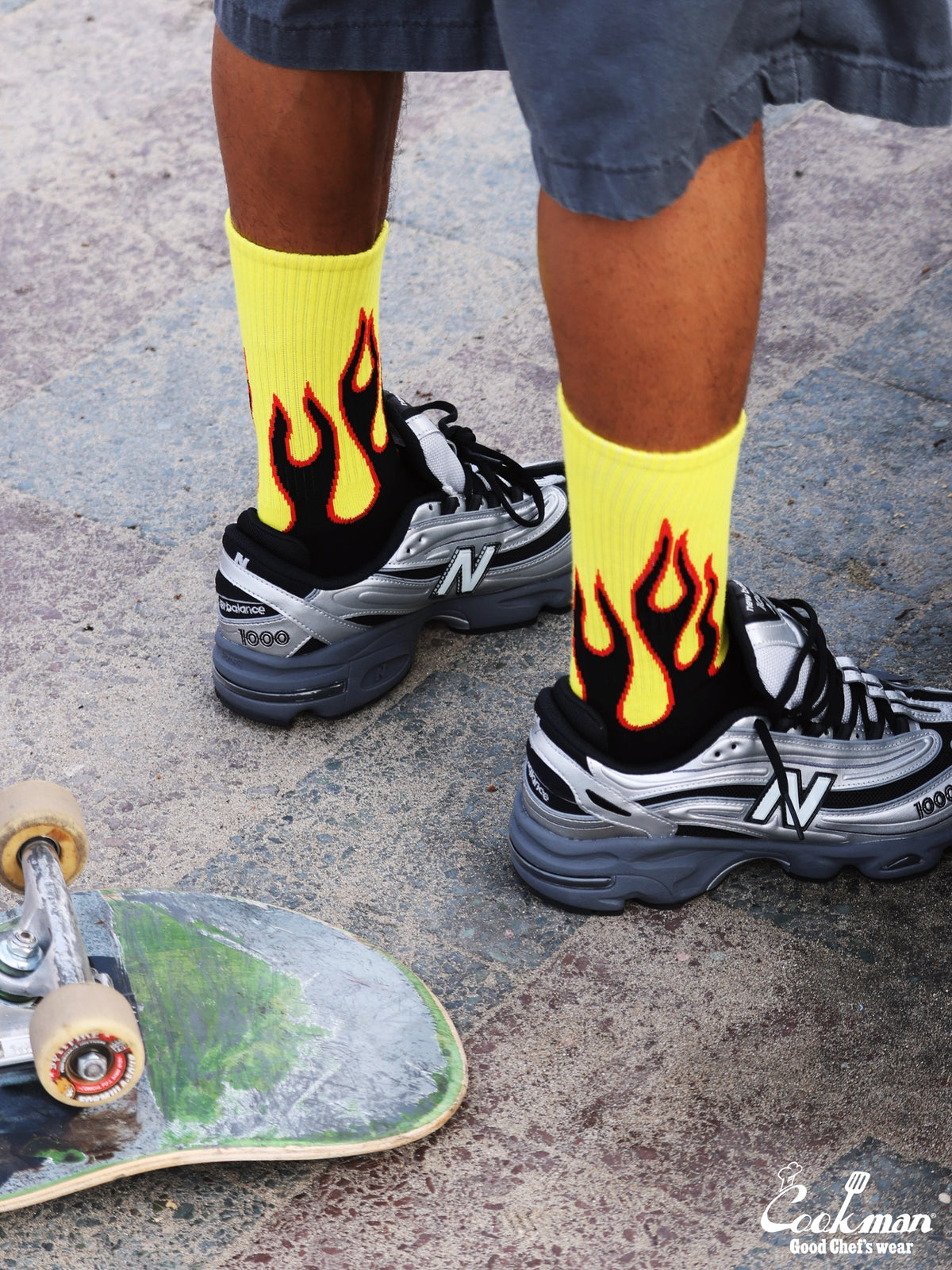 Rib Crew Socks -  Flame Black Yellow