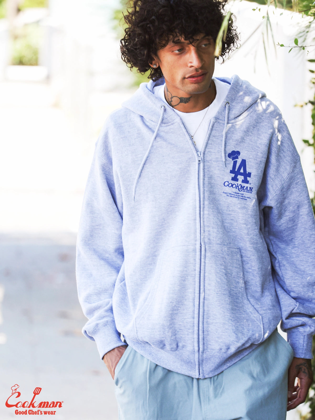 Zip-up Hoodie - Chef Hat LA : Heather Gray