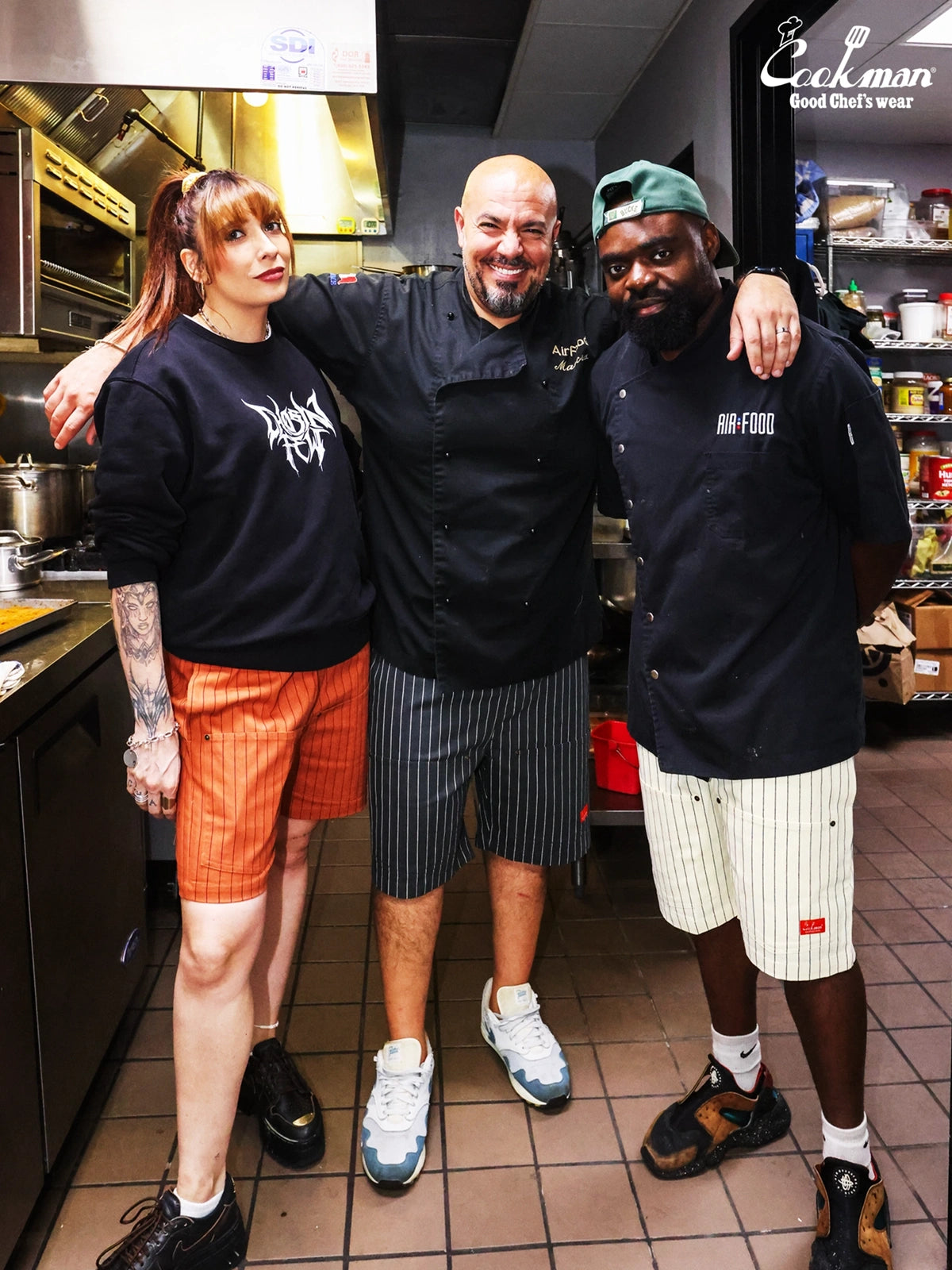 Chef Short Pants Front Pocket Herringbone - Stripe : Brick