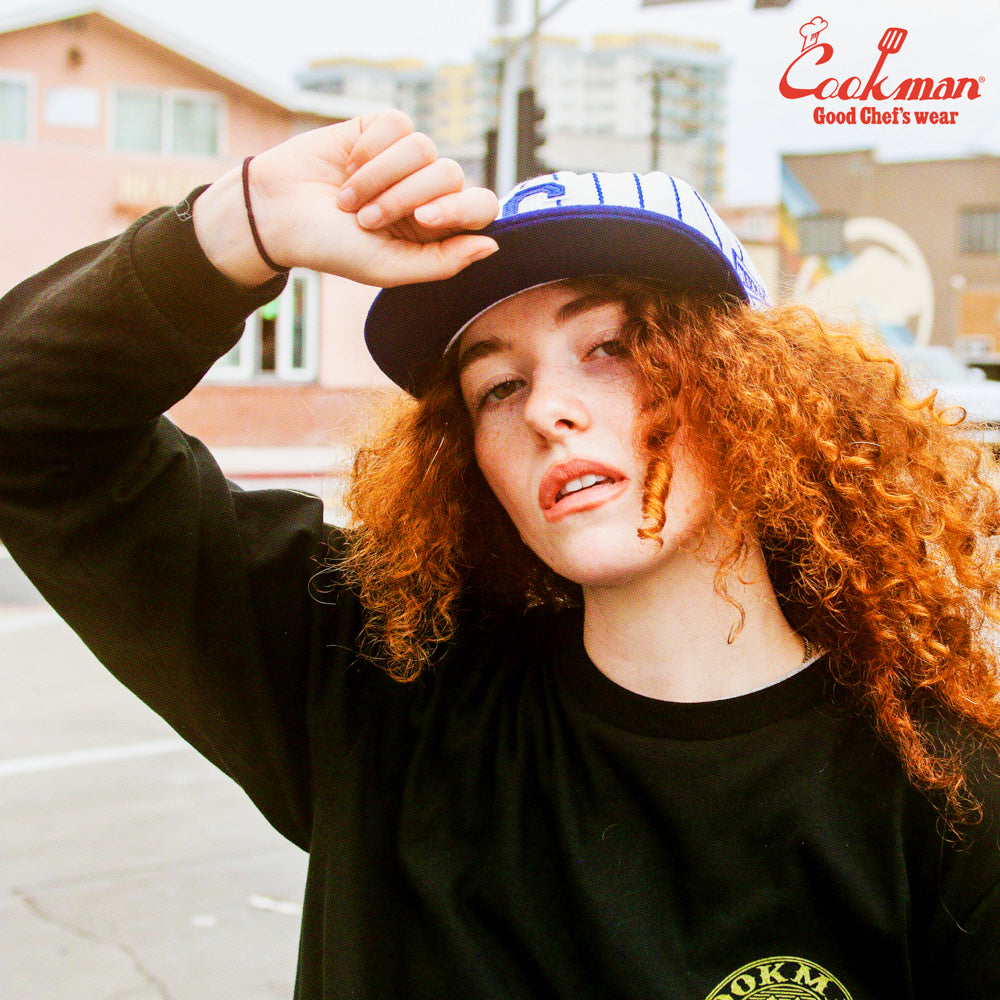 Cookman - Flat Brim Snapback Cap : Stripe Navy