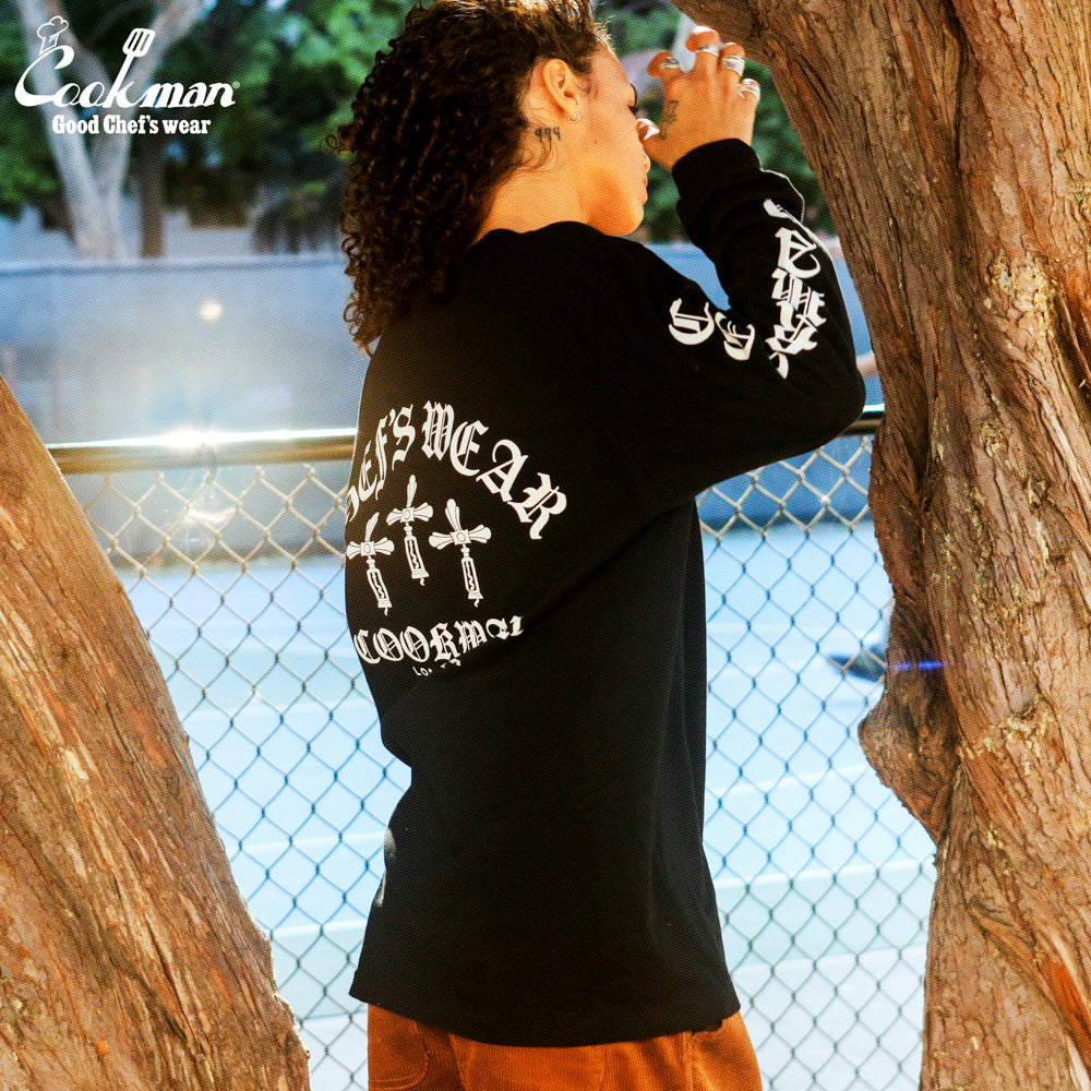 Cookman Long Sleeve Tees - Wine Opener : Black