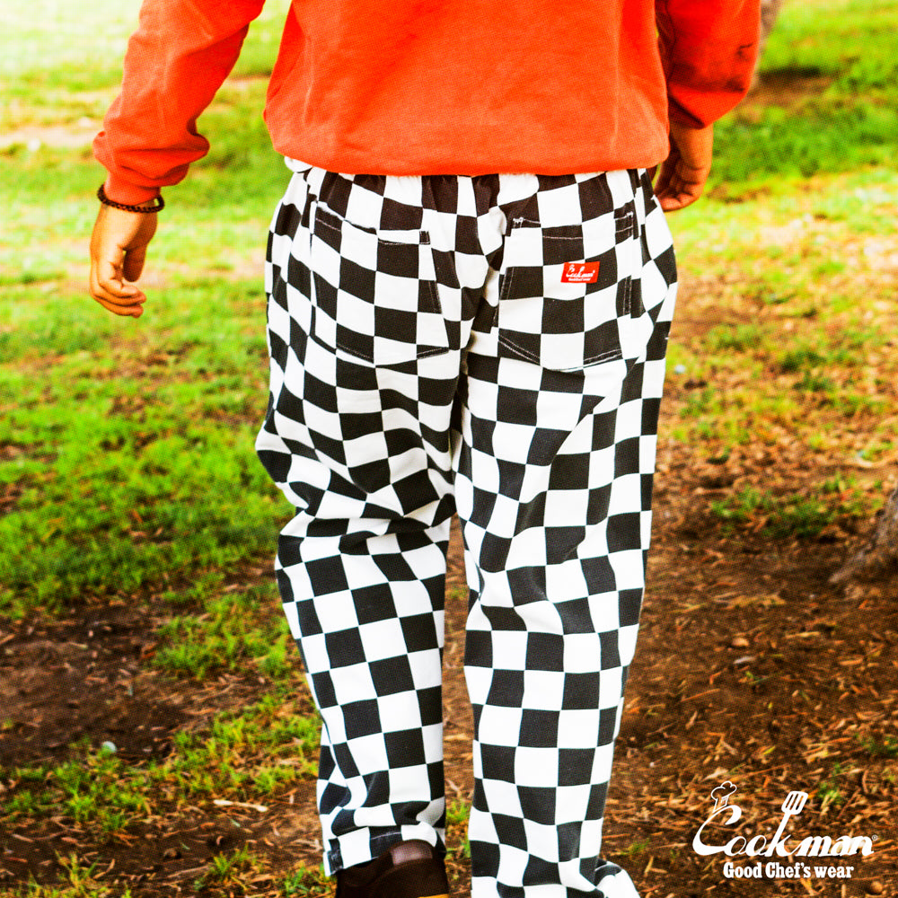 Cookman Chef Pants Semiwide -  Washed Duck Canvas Checker : Black