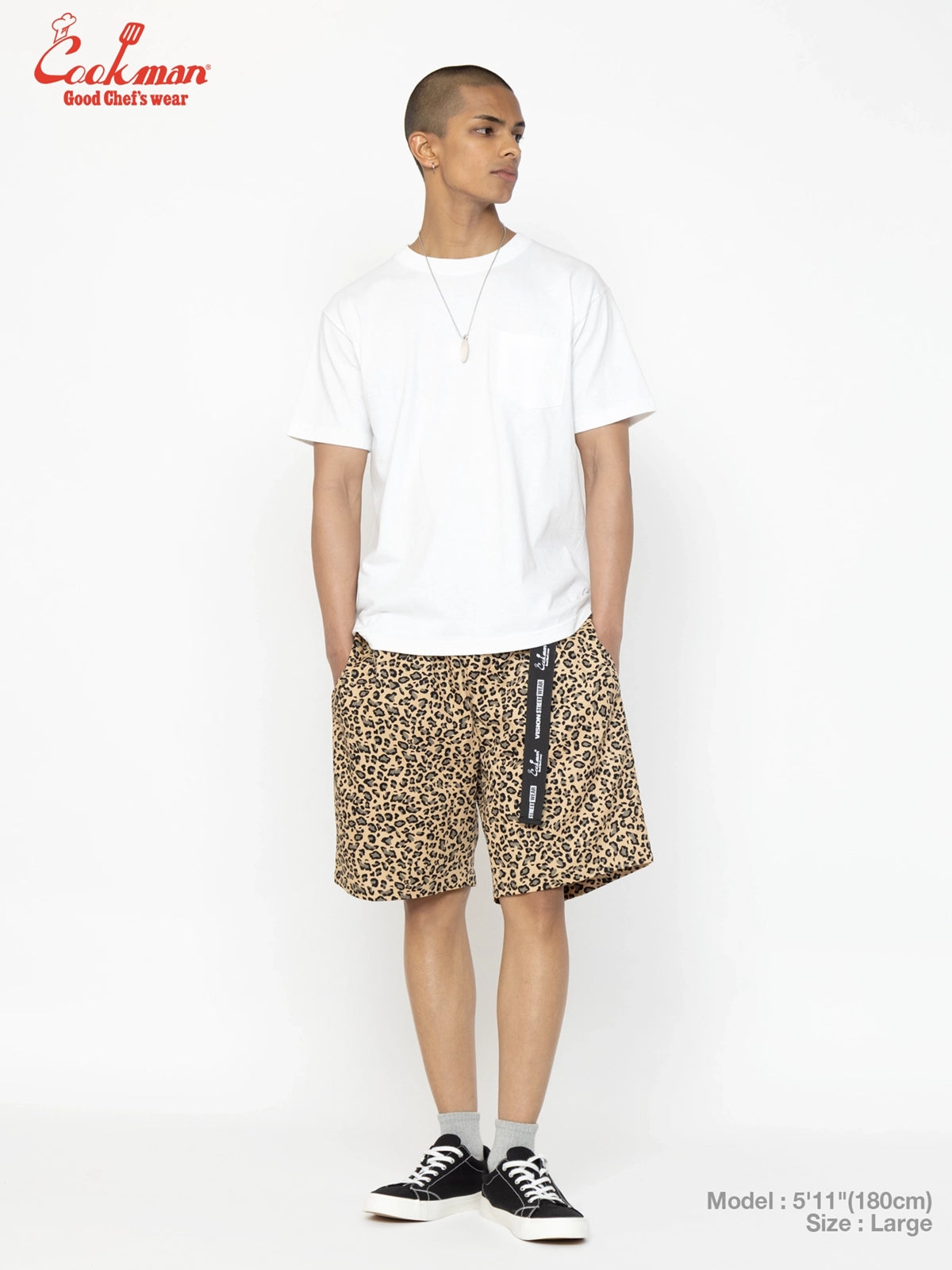 Chef Pants Short Black Belt  - Vision Leopard : Beige