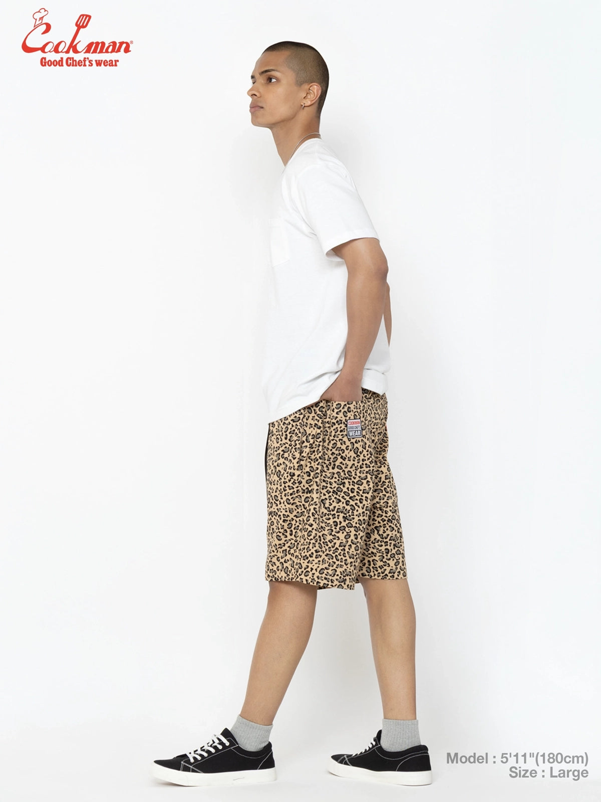 Chef Pants Short Black Belt  - Vision Leopard : Beige
