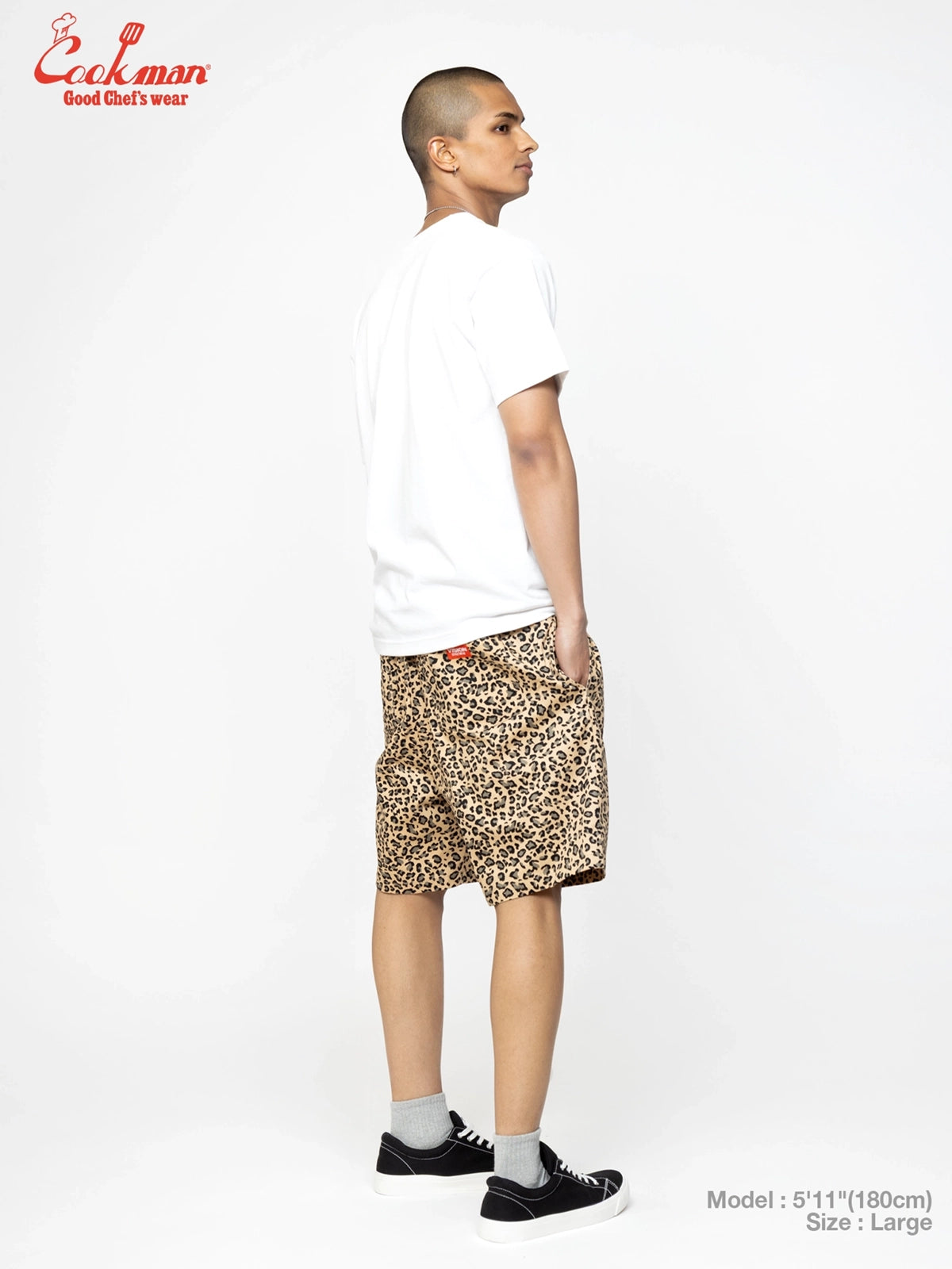 Chef Pants Short Black Belt  - Vision Leopard : Beige