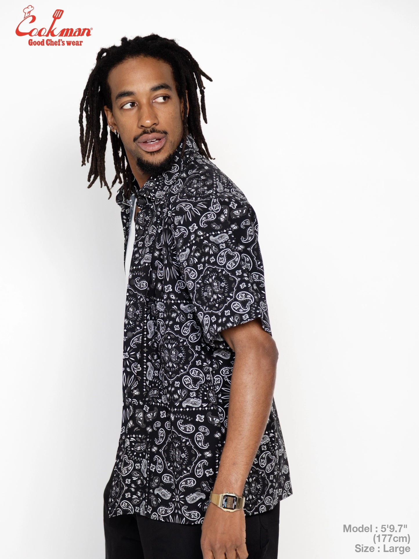 Work Shirts Short Sleeve Light -  Paisley : Black