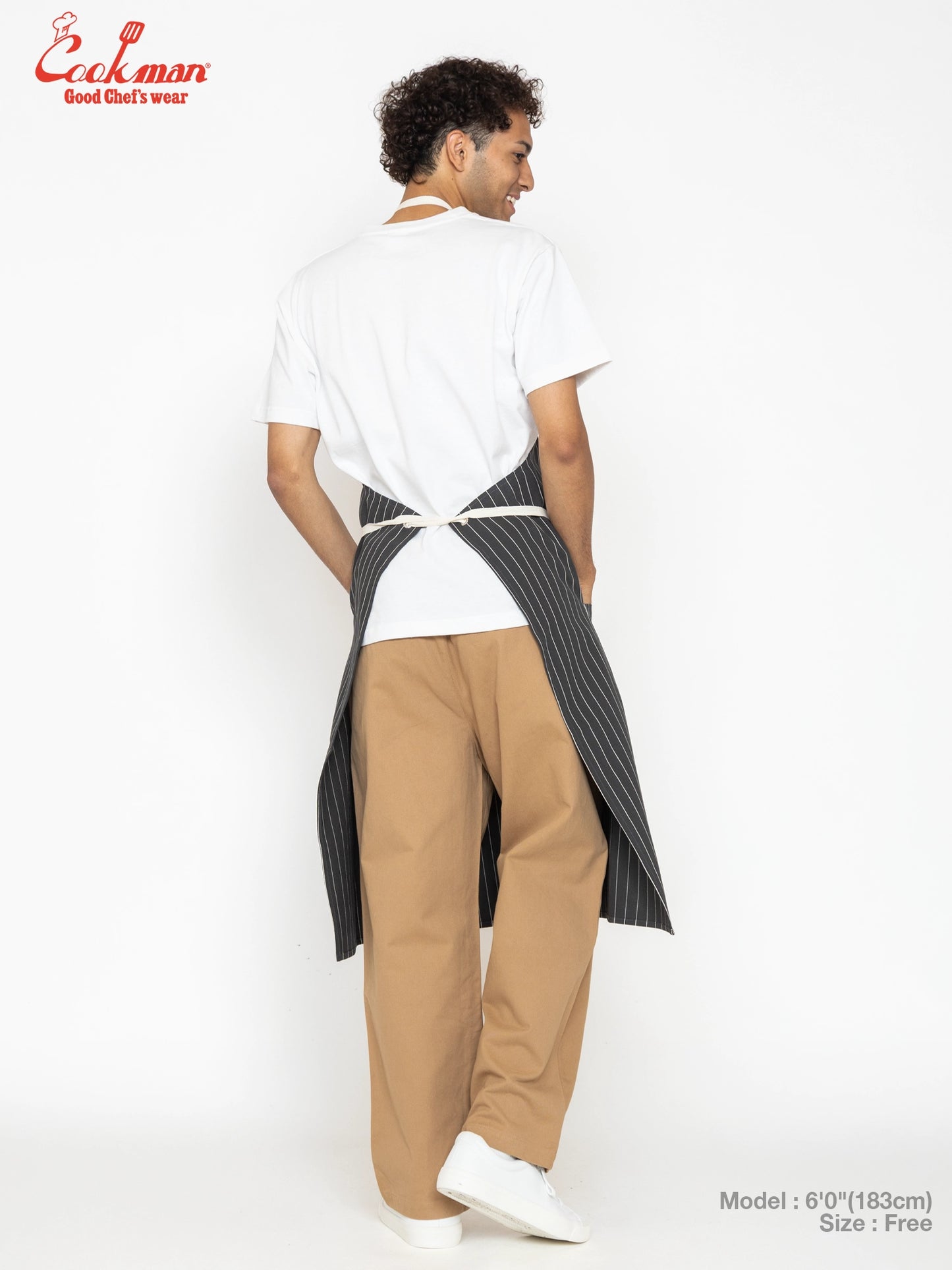Long Apron - Herringbone Stripe : Charcoal