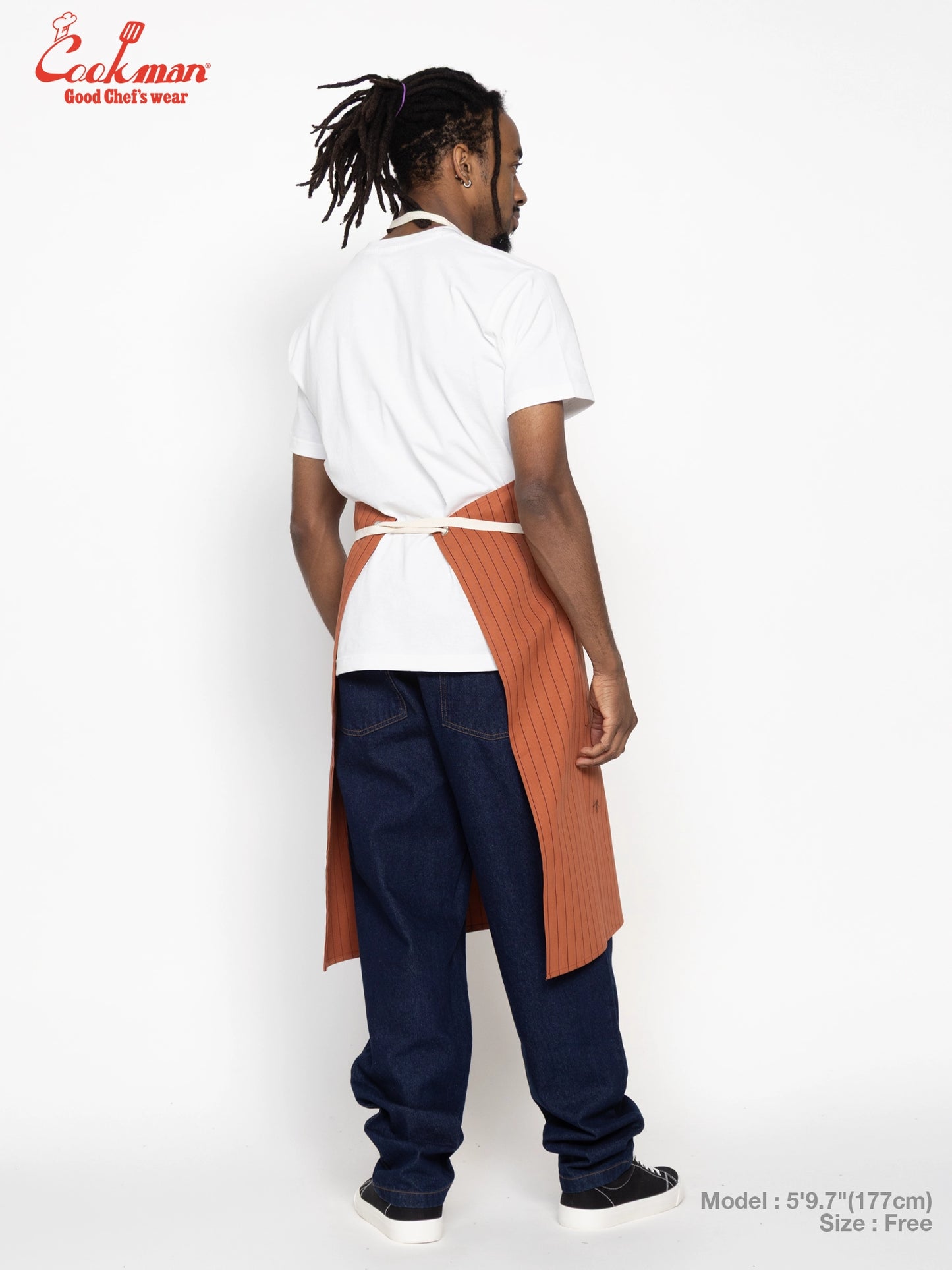 Long Apron - Herringbone Stripe : Brick