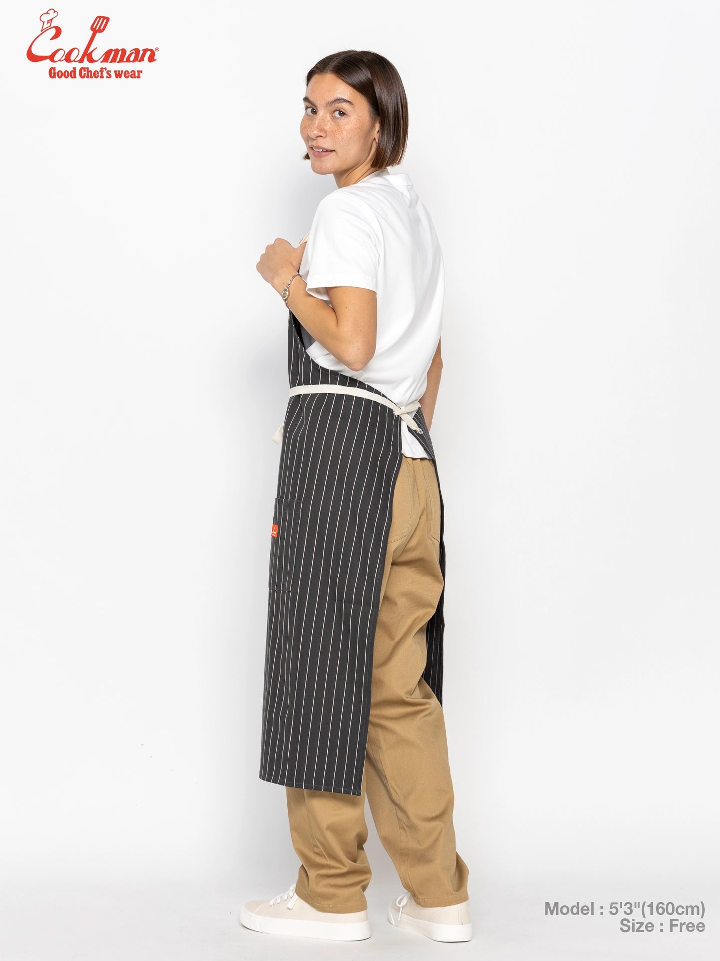 Long Apron - Herringbone Stripe : Charcoal