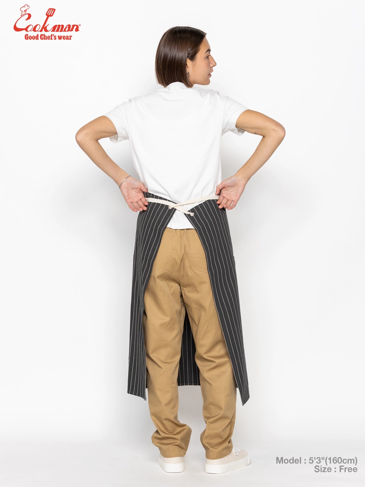 Long Apron - Herringbone Stripe : Charcoal