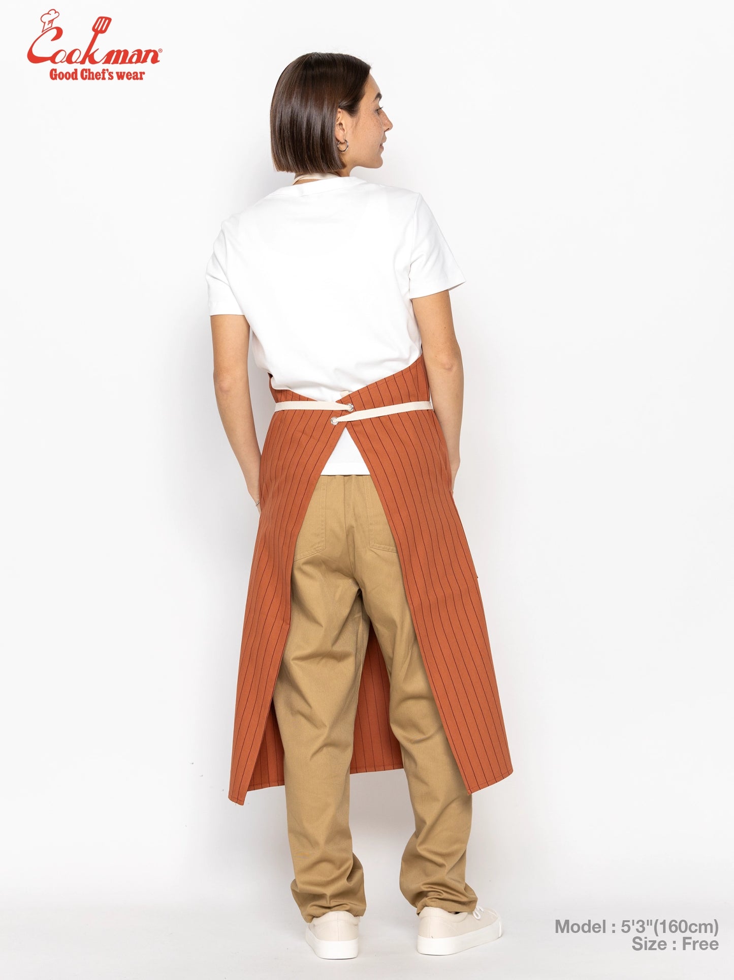 Long Apron - Herringbone Stripe : Brick