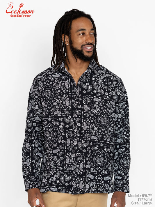 Work Shirts Long Sleeve - Paisley : Black