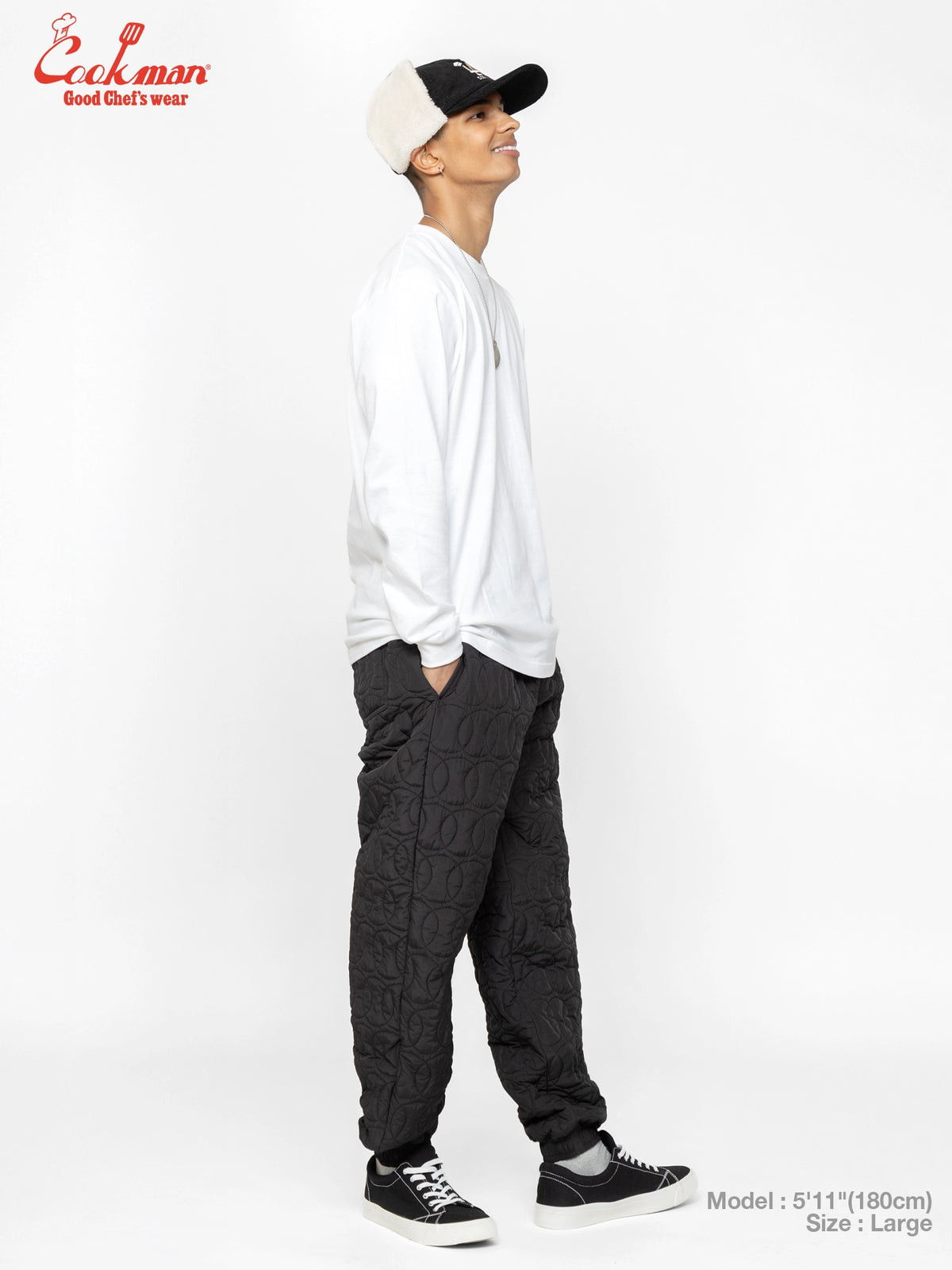 Chef Pants - Quilted Baseball : Black
