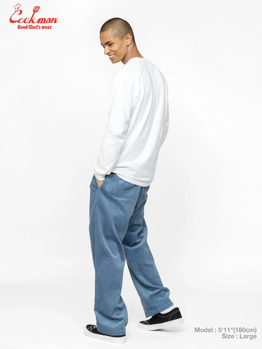 Chef Pants Semiwide - Corduroy : Blue Gray
