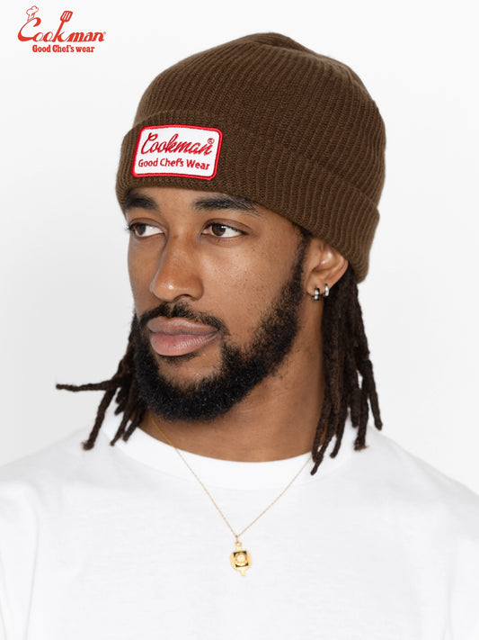 Beanie - Embroidery Patch : Dark Brown