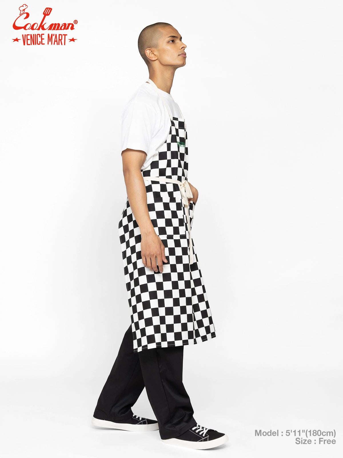 Long Apron - VENICE M'Art : Checker Black