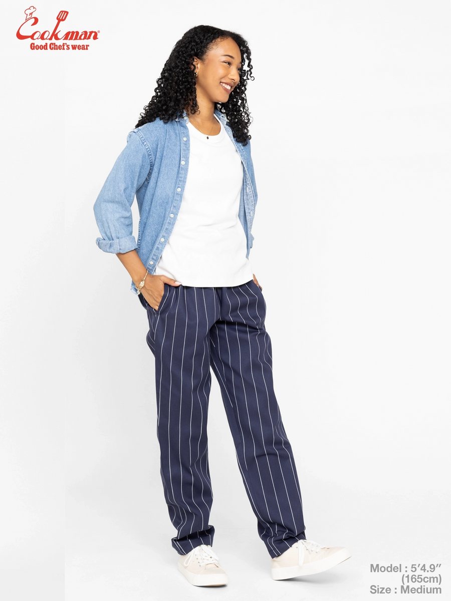 Chef Pants - Pencil Stripe : Navy