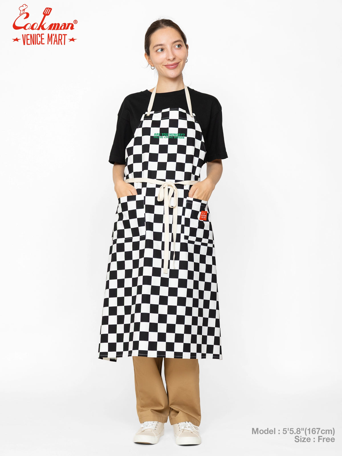 Long Apron - VENICE M'Art : Checker Black