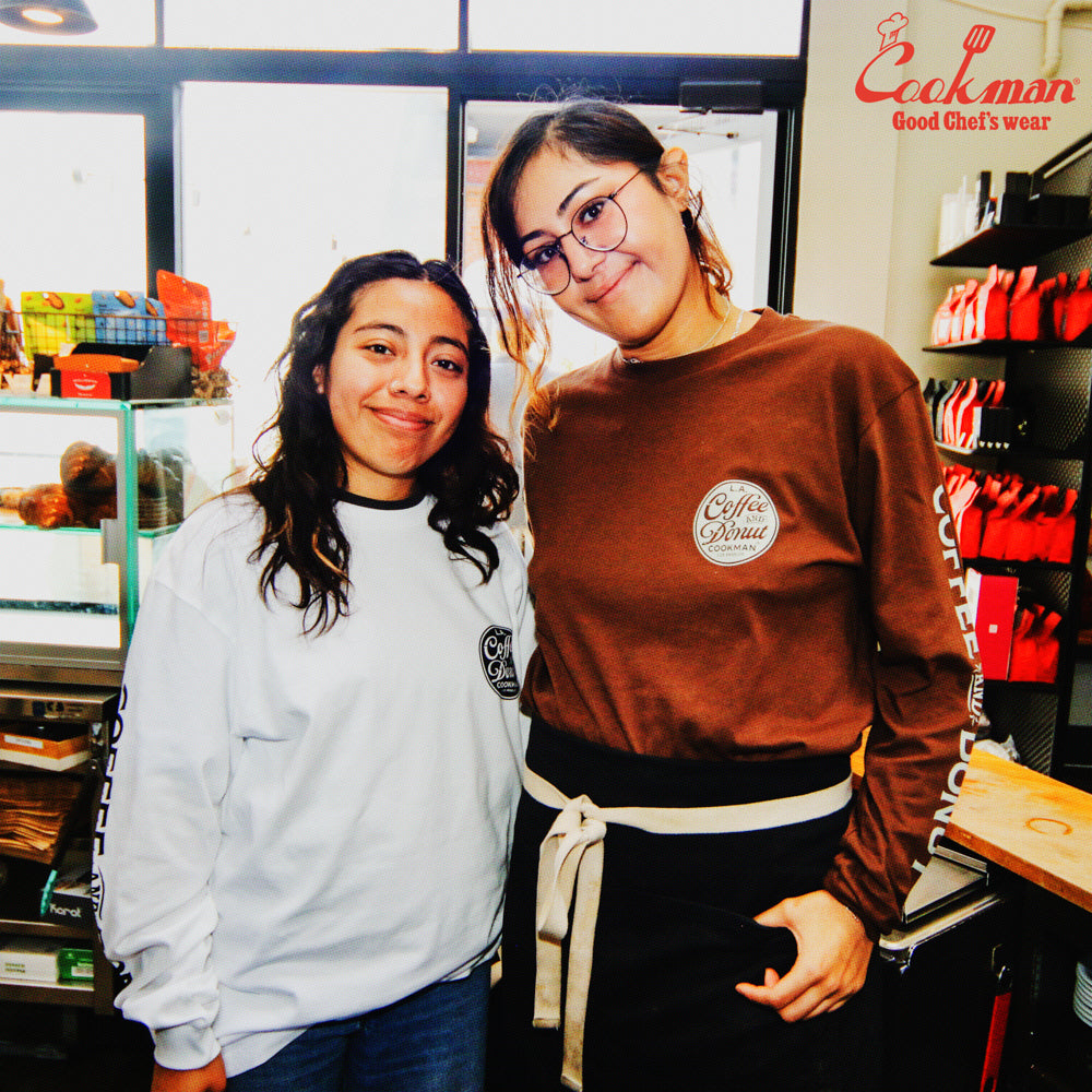 Cookman Long Sleeve Tees - Coffee & Donut : White