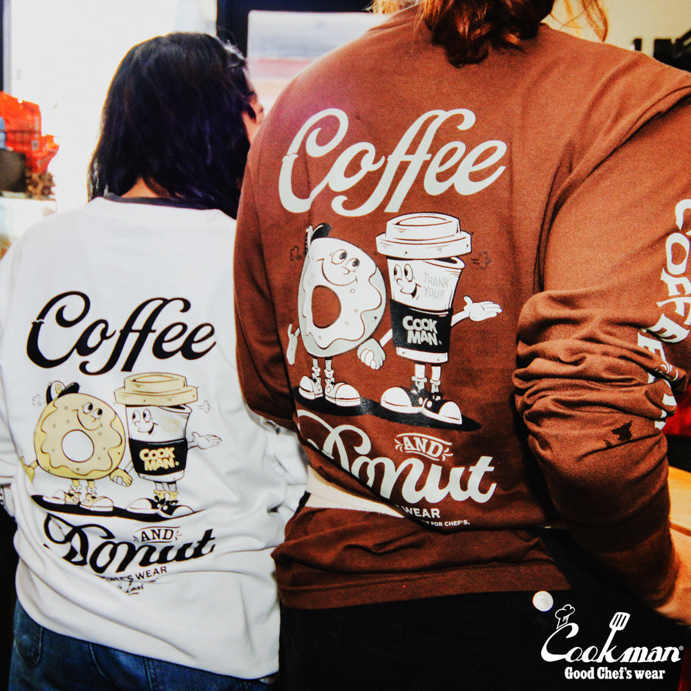 Cookman Long Sleeve Tees - Coffee & Donut : White