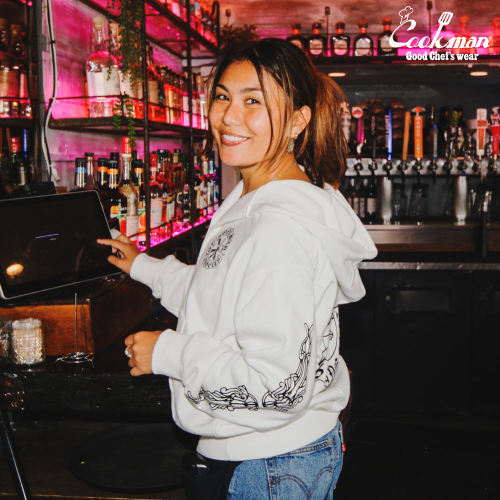 Cookman Zip-up Hoodie - Cutlery : White