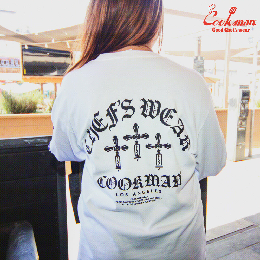 Cookman Long Sleeve Tees - Wine Opener : White