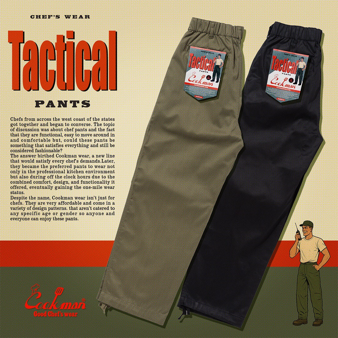 Chef Short Pants Front Pocket Herringbone - Stripe : Cream
