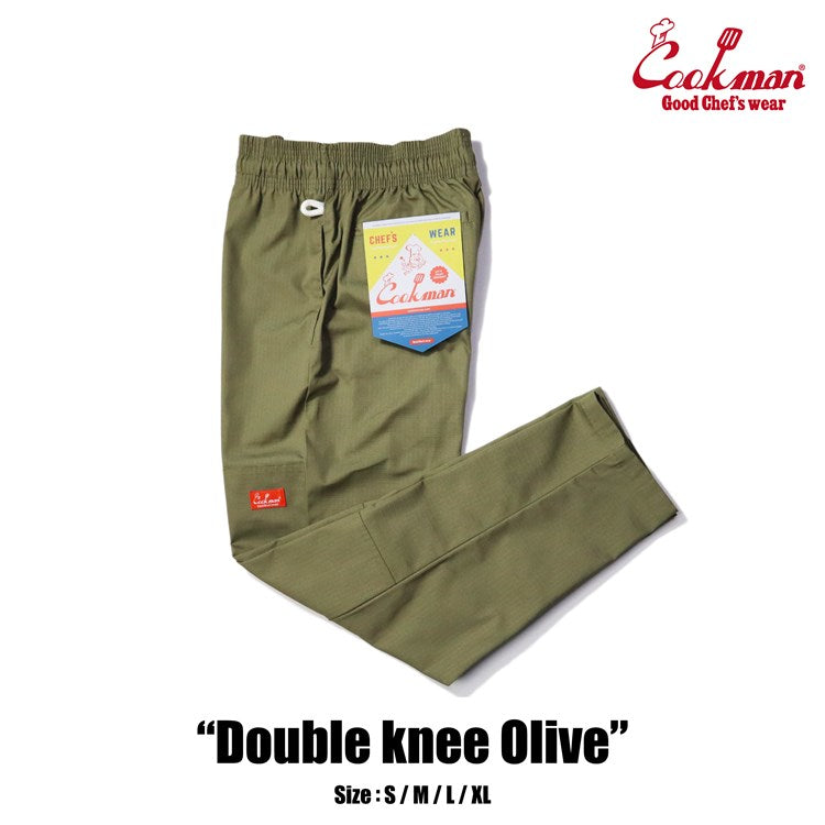 Cookman Chef Pants - Double Knee Ripstop : Olive